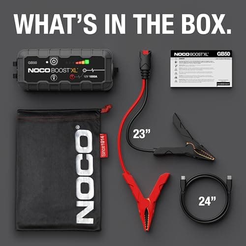 NOCO Boost GB50: 1500A UltraSafe Jump Starter – 12V Lithium Battery Booster Pack, Portable Jump Box, Power Bank & Jumper Cables - For 6.0L Gas and 3.0L Diesel Engines