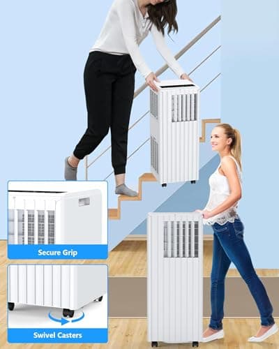 8,000 BTU Portable Air Conditioner for Indoor Rooms, 3-In-1 AC Unit for Bedroom 250-350 Sq.Ft, Dehumidifier, Fan, Sleep Mode, 24 Timer, Remote Control, Window Kits