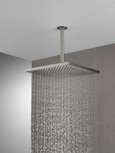 Delta Brushed Nickel Square Rain Shower Head, 12 Inch Metal Large Shower Head Rainfall, Overhead Rain Showerhead, 2.5 GPM Flow Rate, Stainless 52159-SS25