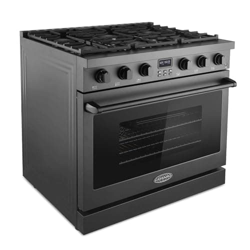 COSMO COS-GRC366KB-BK 36 in. Lumin Collection 6.0 cu. ft. Gas Range with 6 Sealed Burners and Convection Oven in Matte Black