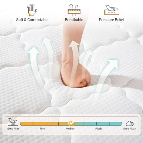 Queen Mattress,10 Inch Memory Foam Hybird Queen Mattress in a Box with Individually Pocket Springs,Motion Isolation,Pressure Relief,Strong Edge Support, Medium Firm