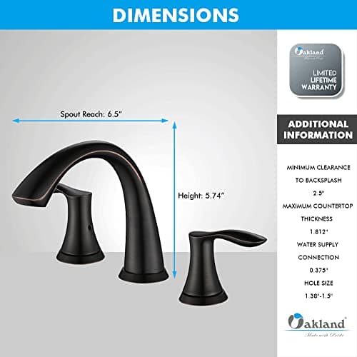 8 Inch Two Handle Bathroom Faucet Widespread Oil Rubbed Bronze, Oakland Bronze Bathroom Faucet for Sink 3 Hole Brass Lavatory Faucet Lead-Free with Pop Up Drain Supply Line, KSB8232