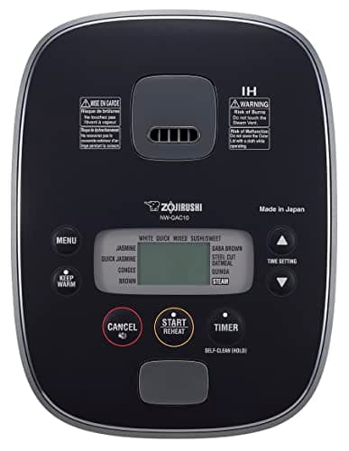 Zojirushi NW-QAC10 5.5-Cup Capacity Flat-Top Induction Cooker and Warmer with Custom Cooking Pan, Double Non-Stick Coating for Easy Clean-Up (Black)