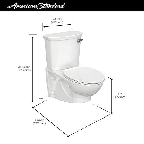 American Standard 2882107.020 Glenwall VorMax Wall-Hung Elongated Toilet with Left Hand Trip Lever, 1.28 Gpf, White