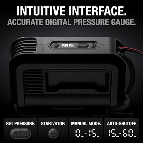 NOCO AIR10 UltraFast 10A Tire Inflator, 12V Portable Air Compressor Pump, Rated at 60 PSI, Inflates Tires from 0-40 PSI in 3.8 Minutes with a Digital Gauge, Smart Pressure and Auto-Shutoff