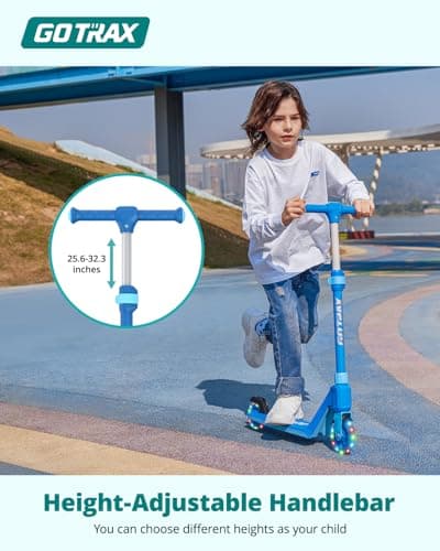 Gotrax K03 Kick Scooter for Kids, 5" LED RGB Lighted Wheels, 4.6 Lbs Lightweight and One-Click Detachable Design, Height Adjustable Handlebars, Anti-Slip Deck and Max Load 110 Lbs for Boy&Girl Age 3+