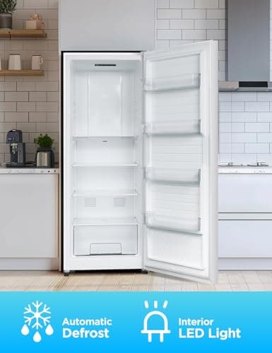 Commercial Cool 11.1 Cu. Ft. Convertible Freezer Refrigerator, Upright Fridge with Glass Shelves, Reversible Door, Garage Ready, ENERGY STAR rated, Auto Defrost, CCUC1110GW, White