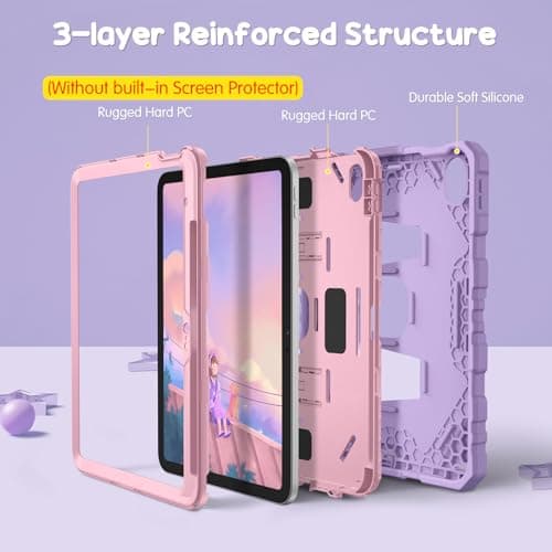 Fintie Kids Friendly Case for iPad (A16) 11th Generation 11 Inch (2025), iPad 10th Generation 10.9 Inch (2022), Fully-Body Rugged Heavy Duty Shockproof Protective Case with Kickstand, Purple