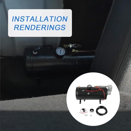 DC 12V MAX 150PSI Air Compressor Tank Pump with 3 Liter Tank 0.8 Gallon Portable Air Compressor Pump for Train Truck Pickup Motorhome Horns On Board 3L Train Inflator