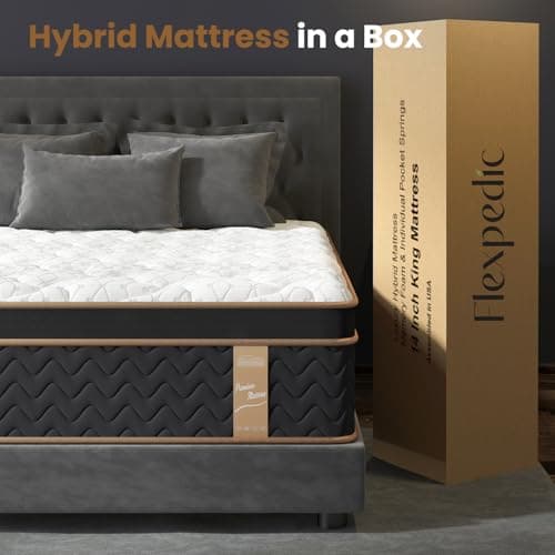 Queen Mattress, 14 Inch Plush Hybrid Mattresses with Gel Memory Foam, Fiberglass-Free Mattress in a Box, Individual Pocket Spring-Motion Isolation-Extra Edge Support, 365 Nights Trial,CertiPUR-US