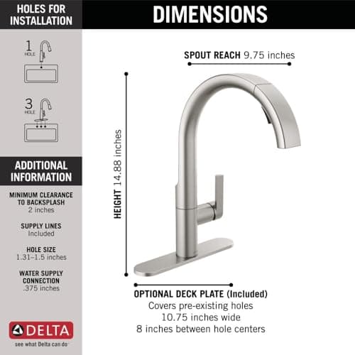 Delta 19824LF-SP Keele Kitchen Faucet, Standard, SpotShield Stainless