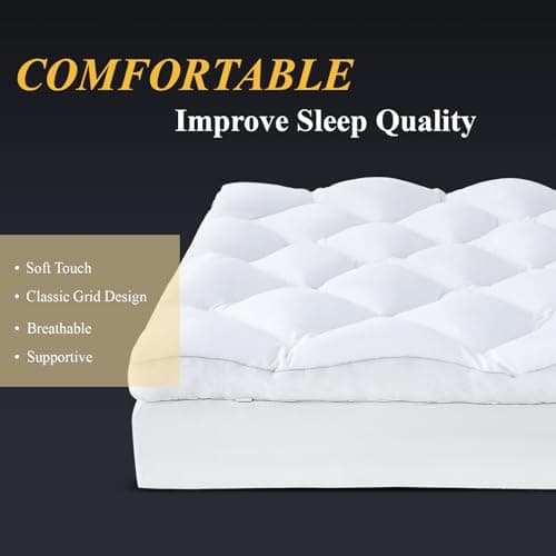 DOWNCOOL 3 Inch Queen Mattress, Ultra Thick and Fluffy Supportive Memory Foam Mattress Topper for Body Pain, Pad with Breathable Mesh Design for Deep Sleep, 80x60x3 Inches