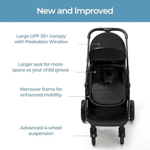 Mompush Wiz 2-in-1 Convertible Baby Stroller with Bassinet Mode, Foldable Infant Stroller with Reversible Seat and Large UPF 50+ Canopy