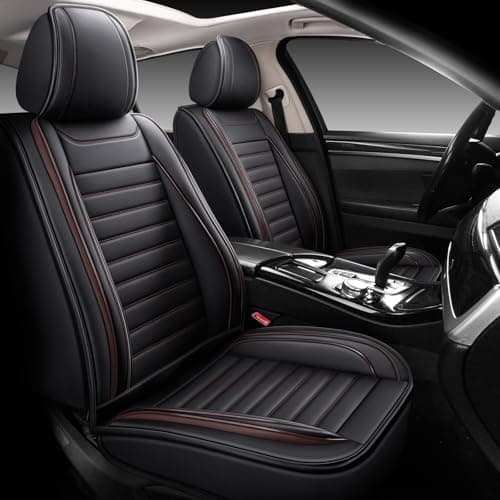 Car Seat Covers for Cars, Faux Leather Seat Covers for Cars SUV Super Breathable Universal Automotive Seat Covers Fit for Most Sedans Balck Brown