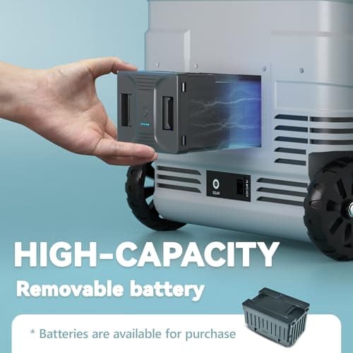 EUHOMY 12 Volt Refrigerator, 58QT Electric Cooler Usable Battery, Car Refrigerator 0℉~68℉, 12V Fridge 12/24V DC 110-240V AC, Portable Freezer with Wheels for Camping, Travel, Truck, Outdoor