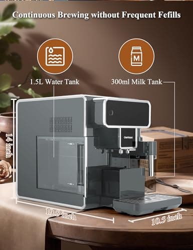 Fully Automatic Coffee Maker with Built-in 3-Level Grinder Expresso/ Cappuccino/Latte/Americano Coffee Machines with Self-Cleaning Function 12 Cup Coffee Machine for Home/Office (Coffee Maker-Gray)