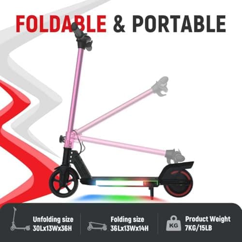 Foldable Electric Scooter for Kids, with Bright Front LED Lights,Shining Pedal Lights, LED Display, Dual Brakes 150W Motor Kids Electric Scooter, UL2272 Certified