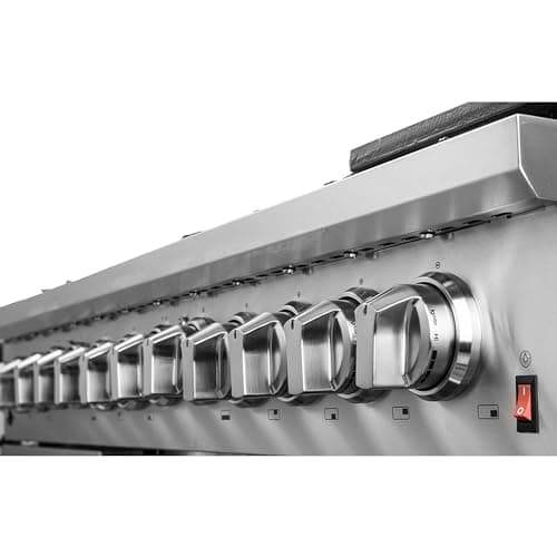 Forno Massimo 48" Freestanding Dual Fuel Range with 8 Sealed Burners 107,000 BTU, Wok Support & Griddle, 6.58 cu.ft. Oven - Modern Design Fuel Range with Pro-Style Handle and Zinc Coated Metal Knobs