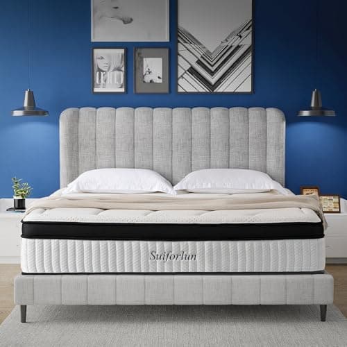 Suiforlun Queen Mattress, 14 Inch Euro Top Gel Memory Foam and Pocket Coils Innerspring Hybrid Mattress Queen with 7 Premium Layers, Targeted Support, Medium Firm, 120 Nights Trial, 60"*80”
