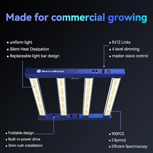 240W Led Grow Light Full Spectrum Foldable and dimmable Bar Style Growing Light Daisy Chain 2x2/3x3ft Grow Lamp for Indoor Plants