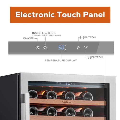 24 Inch Wine Fridge, 54 Bottle Wine Cooler Refrigerator, 40-65°F Wine Refrigerator Glass Door, 3 LED Wine Fridge, Built-in or Freestanding Wine Fridge for Home/Bar/Kitchen (5.65 cu.ft)