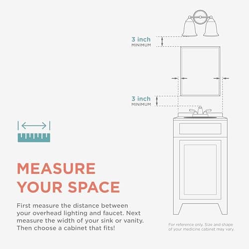 Zenna Home Bathroom Medicine Cabinet with Mirror, Frameless Bathroom Wall Cabinet with 2 Adjustable Shelves, Steel Body, Recessed Installation, 16 x 26 Inches