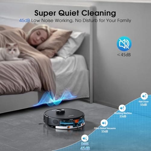 Robot Vacuum and Mop Combo, Mapping Robotic Vacuums Cleaner with LiDAR Navigation Smart & Strong Suction, WiFi/App/Alexa/Voice Control, Obstacle Avoidance, for Home, Wood/Hard Floors, Pet Hair -Grey