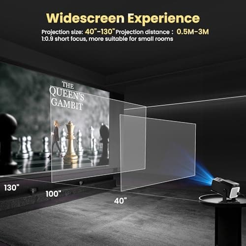 Smart Mini Projector with WiFi and Bluetooth,4k Portable Projector, 180° Rotating Adjustment with Android, Home Videoprojector with Auto Keystone Correction , Black