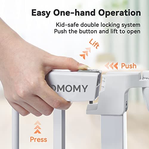 COMOMY 198" Baby Gate Extra Wide, Dog Gate Pet Gate for House Stairs Doorways Fireplace, Adjustable 3 in 1 Play Yard Child Safety Gate, Auto Close, Hardware Mounted (30" Tall, White)