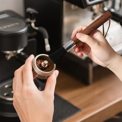 2-Pack Coffee Grinder Cleaning Brush with Natural Walnut Wood Handle and Black Boar Bristle, Coffee Bar Accessories Coffee Brush, Espresso Machine Cleaning Tool Barista Brush with Hanging Loop