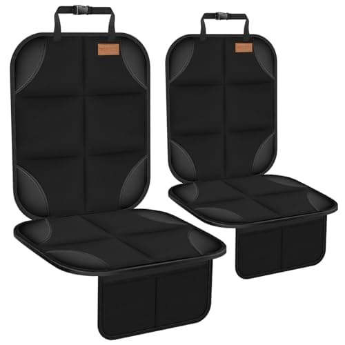 Car Seat Protector 2 Pack -1680D Fabric,with Thickest Padding car seat Cover,car seat Protector for Baby carseat,Non-Slip Backing, 2 Storage Pockets- Black