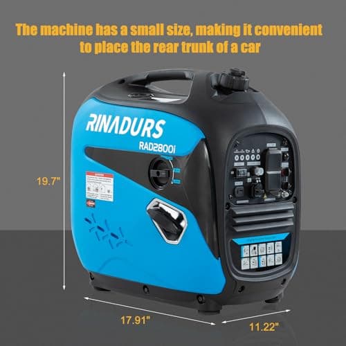 2800 Watt inverter generator, quiet and portable, suitable for home backup power, outdoor camping, and construction sites.EPA Compliant