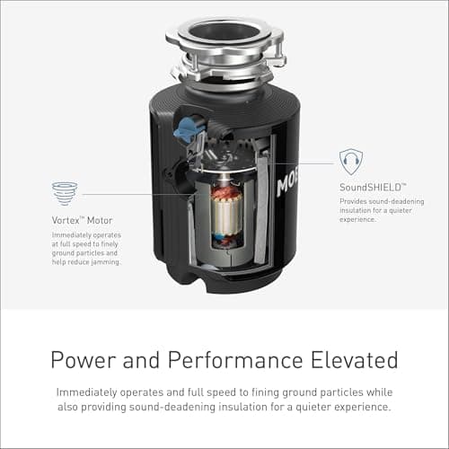 Moen Prep Series PRO 1/2 HP Continuous Feed Compact Garbage Disposal, Power Cord Included, GXP50C