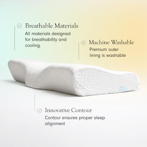 Dosaze Contoured Orthopedic Pillow, Queen Size Bed Pillow for Neck Pain Relief - Medium Firm, Bed Pillow for Back, Stomach and Side Sleepers, CertiPUR-US/Oeko-Tex