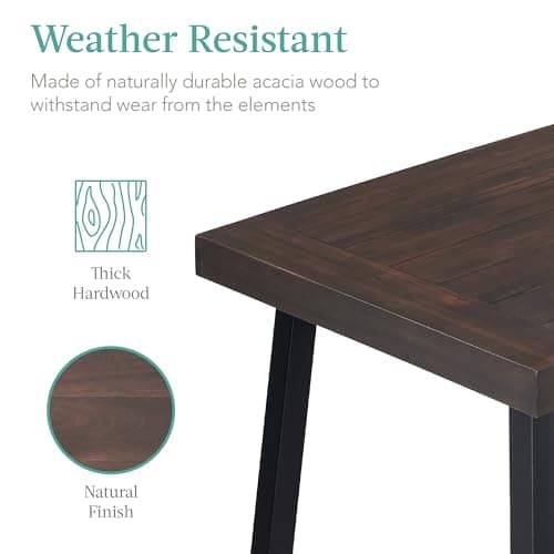 Best Choice Products 6-Person Indoor Outdoor Acacia Wood Dining Table, Picnic Table w/Powder-Coated Steel, 350 Pound Capacity Legs - Espresso