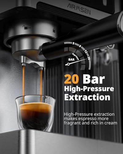AIRMSEN 20 Bar Espresso Machine with Automatic Milk Frother, Cappuccino & Latte Coffee Maker with Quick Brew Dual Boiler (1350W + 1000W), Stainless Steel, 60oz Water Tank, Touchscreen