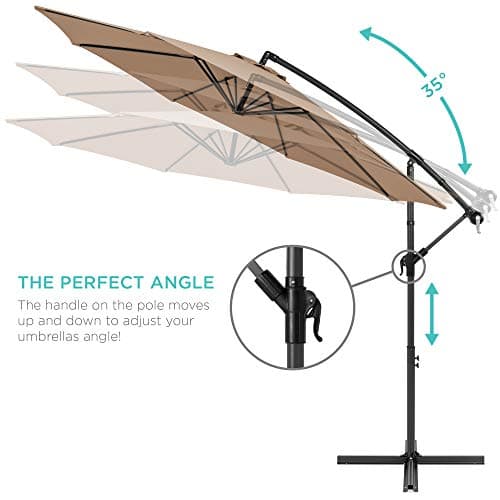 Best Choice Products 10ft Offset Hanging Market Patio Umbrella w/Easy Tilt Adjustment, Polyester Shade, 8 Ribs for Backyard, Poolside, Lawn and Garden