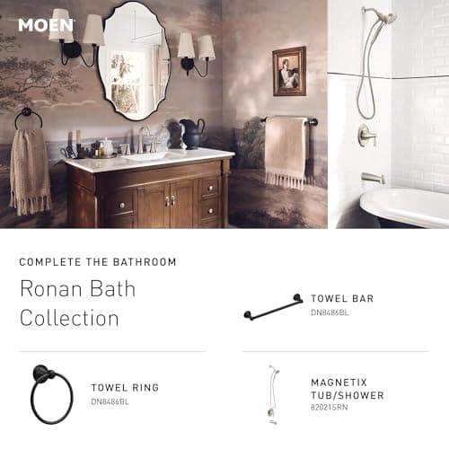 Moen Ronan Chrome One-Handle Single Hole Modern Bathroom Sink Faucet with Optional Deckplate and Spring Loaded Drain Assembly, 84021