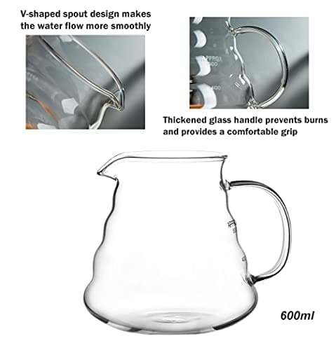 Pour Over Coffee Maker Set - Glass Dripper, Metal Stand, 600ml Heat-Resistant Server, 40 Filters - 4 in 1 for Home or Office (Bronze)