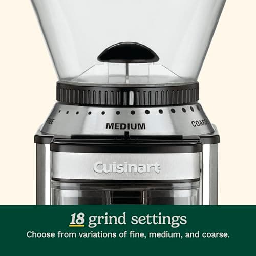 CUISINART Coffee Grinder, Electric Burr One-Touch Automatic Grinder with18-Position Grind Selector, Stainless Steel, DBM-8P1