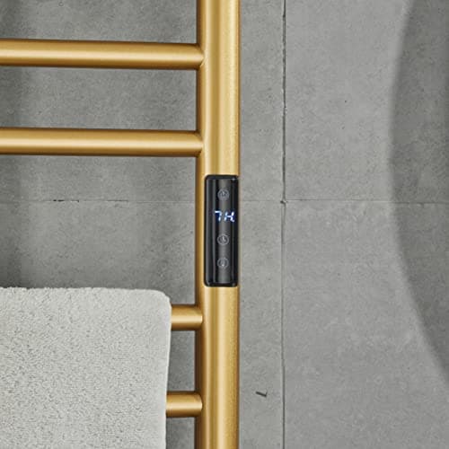 Electric Towel Warmers Radiator with Built-in Timer Gold, 140W Wall-Mounted & Freestanding Heated Towel Drying Rack with 11 Bars, 304 Stainless Steel Heated Towel Rail for Bathroom, Plug-in