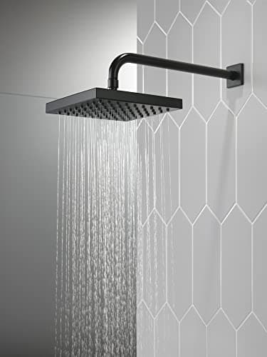 Delta Faucet Single-Spray Rain Shower Head Black, Rainfall Shower Head, Black Square Shower Head, Matte Black Rainfall Shower Head, Delta Rain Shower Metal Shower Head, Matte Black 52841-BL