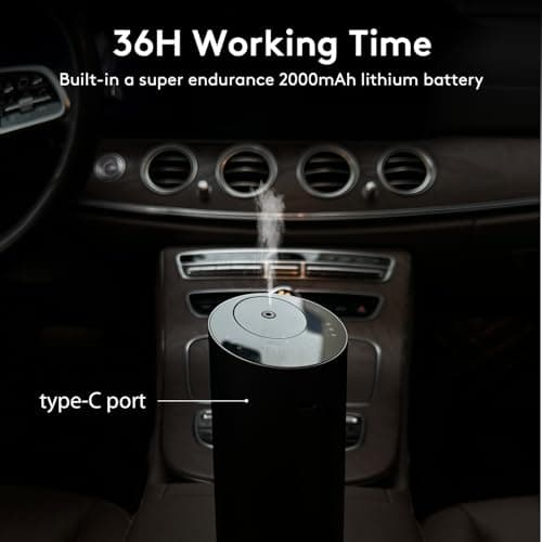 Waterless Car Diffuser, Waterless Diffusers for Essential Oils with Timer & No Leakage Tech, Super Quiet Cordless Aromatherapy Essential Oil Diffuser Battery Operated for Car, Room