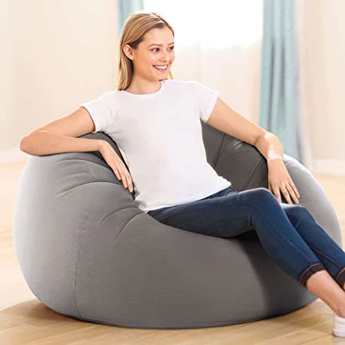 INTEX 68579EP Beanless Bag Inflatable Lounge Chair: Corduroy Textured Flocking – Durable Vinyl – Folds Compactly – 220lb Weight Capacity – 45" x 45" x 28"
