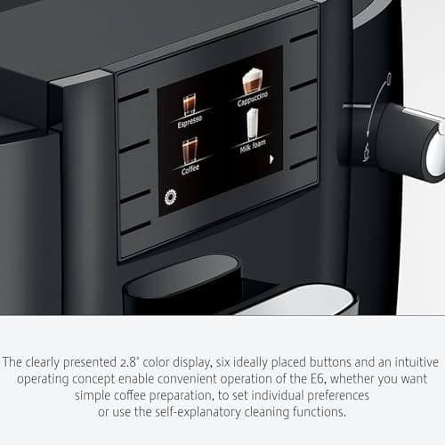 Jura 15622 E6 Automatic, Cost-Efficient Espresso Machine with Easy Cappuccino Function (Piano Black) Bundle with Milk Container, Cleaning Tablets, Filter Cartridge, and Milk System Cleaner (5 Items)