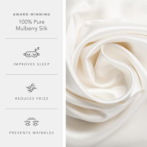 Fishers Finery 25mm 100% Pure Mulberry Silk Pillowcase, Good Housekeeping Winner (White, Queen)