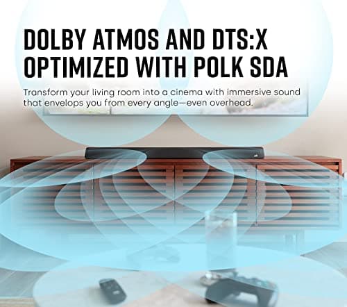 Polk Audio MagniFi Max AX 5.1.2 Channel Sound Bar with 10" Wireless Subwoofer, Dolby Atmos and DTS:X Certified, Polk's Patented VoiceAdjust & SDA Technologies, Easy Setup, Black