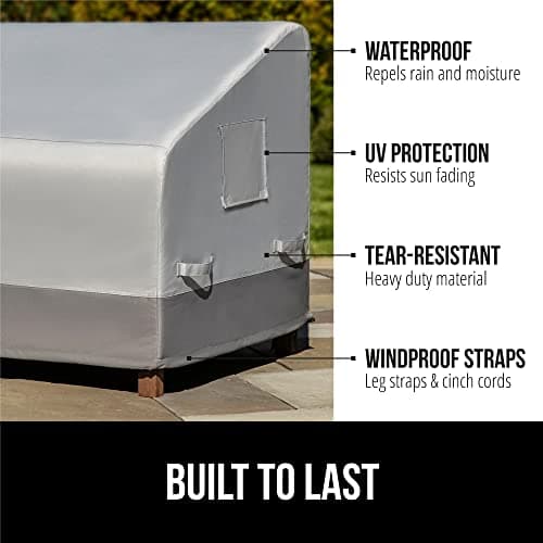GORILLA GRIP Waterproof Outdoor Sofa Cover, 80 Inch, Adjustable Furniture Cover Sets for Winter, Keep Cushions Dry, Protects from Sun, Snow, Rain, Windproof, UV Coated, 1 Pack
