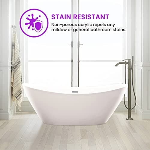 Vanity Art 71" X 33" Freestanding Bathtub | Home Improvement Bathtubs with Contemporary Design for Soaking and Bathing, Overflow and Pop-up Drain with UPC Certified, Acrylic, VA6807-PC