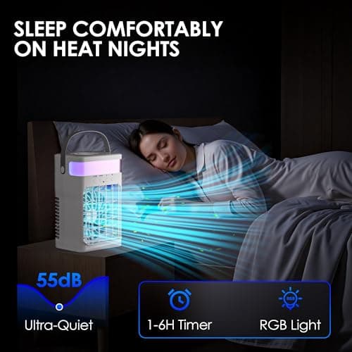 Portable Air Conditioners,Air Conditioner,Ac Unit with 1500ML Water Tank,2 Spray Ports,3 Wind Speeds,3 Timers,10 kinds of Colorful Lights,Portable Ac Units for Room Camping Car Office